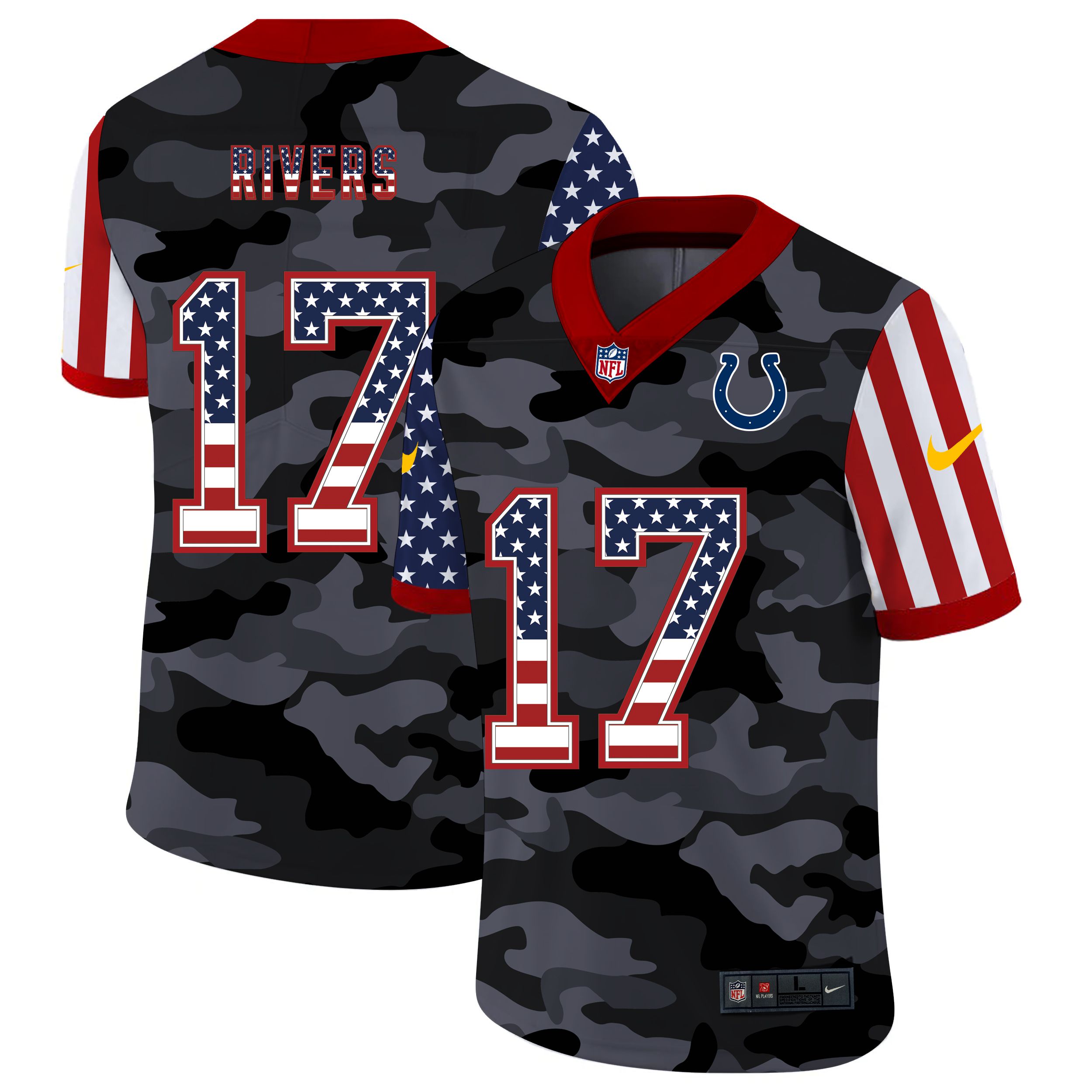 Men Indianapolis Colts #17 Rivers 2020 Nike USA Camo Salute to Service Limited NFL Jerseys